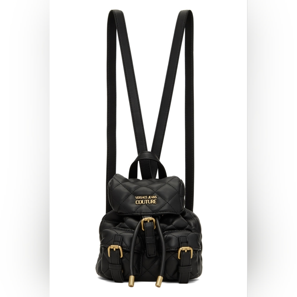 Versace jeans couture black quilted mini backpack